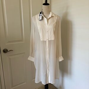 BCBG Taylor off white silk shirt dress size XS NWT
